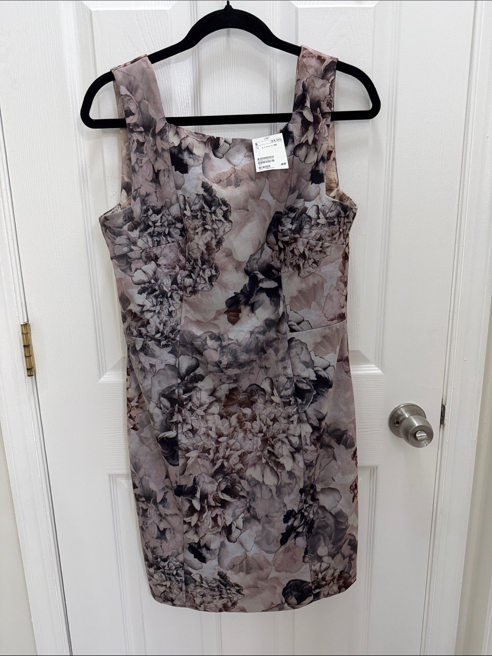 H&M Sleeveless Floral Midi Dress in Mauve and Taupe